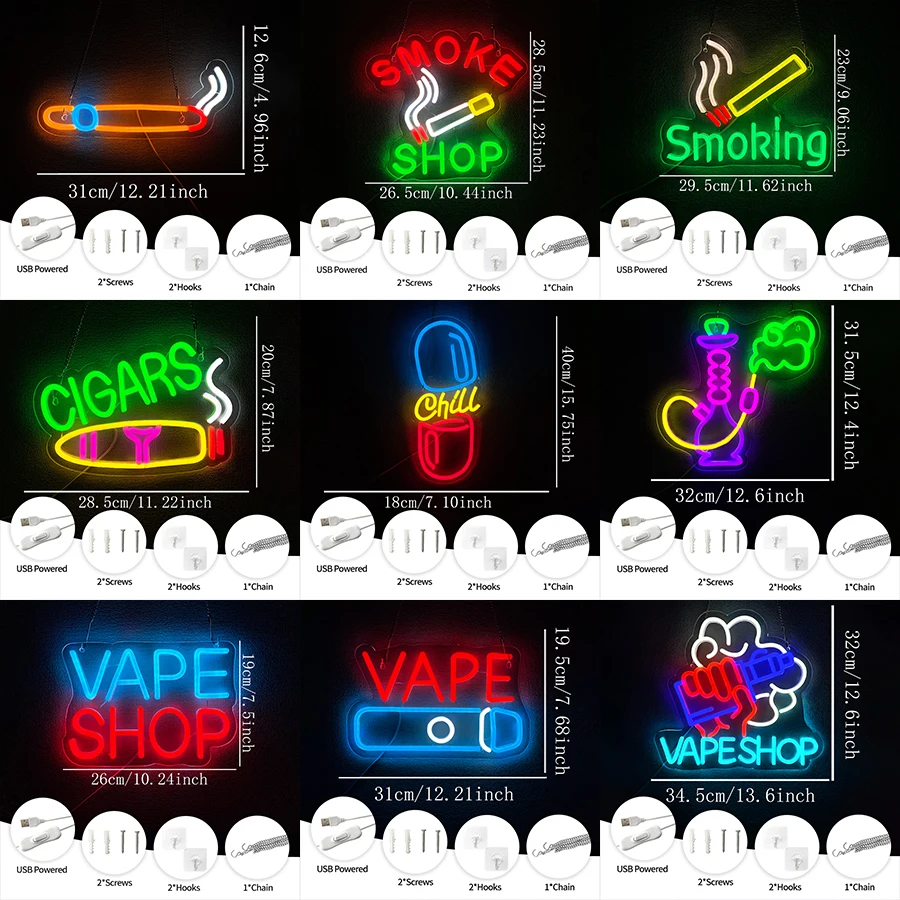 لافتة نيون LED مضيئة بمنفذ USB - مراجعة Vaping Shop وسعره